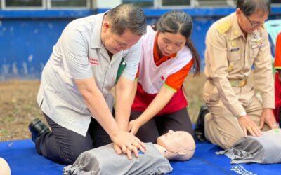 อาสาสมัครกาชาดลงพื้นที่สนับสนุนการตรวจสุขภาพ ร่วมกับหน่วยแพทย์เคลื่อนที่มูลนิธิแพทย์อาสาสมเด็จพระศรีนครินทราบรมราชชนนี (พอ.สว.)