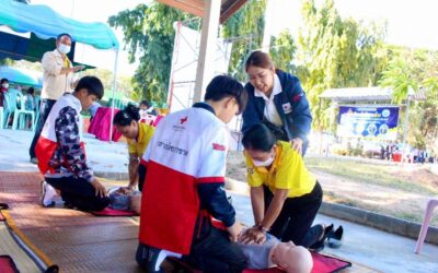 สำนักงานยุวกาชาดและอาสาสมัครกาชาด นำอาสาสมัครกาชาดโรงเรียนกุดรังประชาสรรค์ จังหวัดมหาสารคาม จำนวน 30 คน ลงพื้นที่ ณ โรงเรียนบ้านหนองโดน ตำบลนาโพธิ์ อำเภอกุดรัง จังหวัดมหาสารคาม