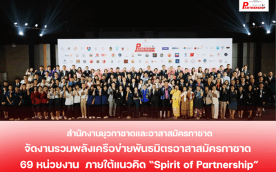 สำนักงานยุวกาชาดและอาสาสมัครกาชาด สภากาชาดไทย จัดงาน “Spirit of Partnership เครือข่ายพันธมิตรอาสาสมัครกาชาด” แสดงพลังแห่งความร่วมมือกับ 69 องค์กรพันธมิตร เพื่อส่งเสริมคุณภาพชีวิตประชาชนและสิ่งแวดล้อม “สร้างสังคมไทยเข้มแข็ง”